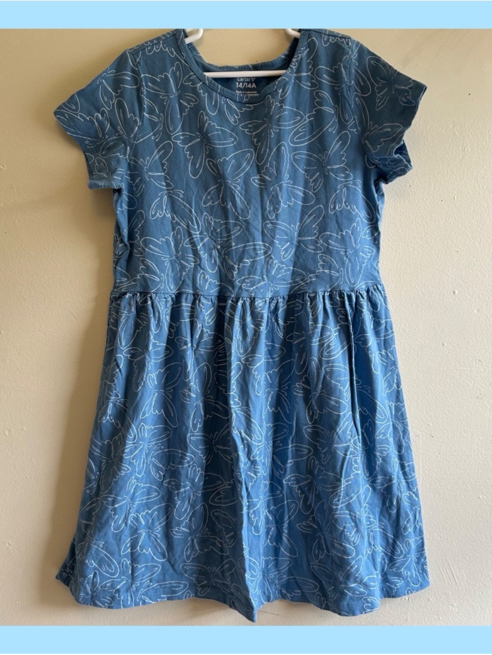 Carters Blue Girls' Short Sleeve Floral Tee Dress